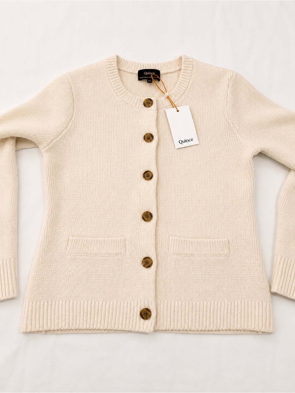 NWT Quince 100% Mongolian Cashmere Structured Cardigan Ivory Cream XS - Picture 3 of 6